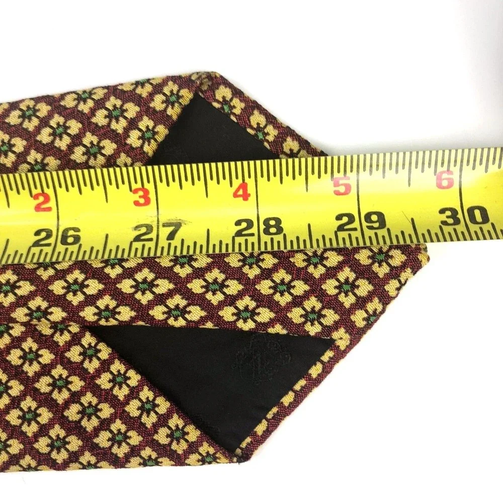Made In Italy For Nordstrom Tie Men's 100% Silk Yellow Floral Geometric Necktie